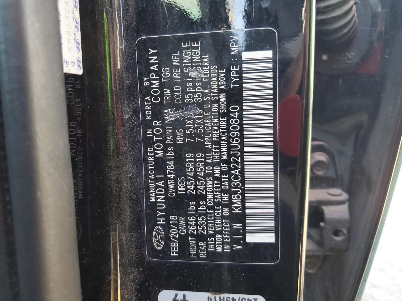 2018 Hyundai Tucson Value VIN: KM8J3CA22JU690840 Lot: 64771605