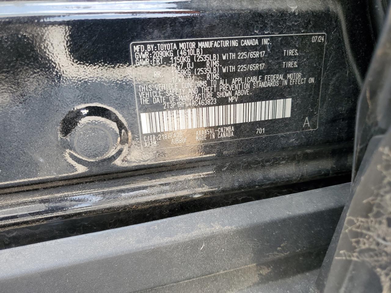 2024 Toyota Rav4 Xle VIN: 2T3P1RFV4RC463823 Lot: 64588495