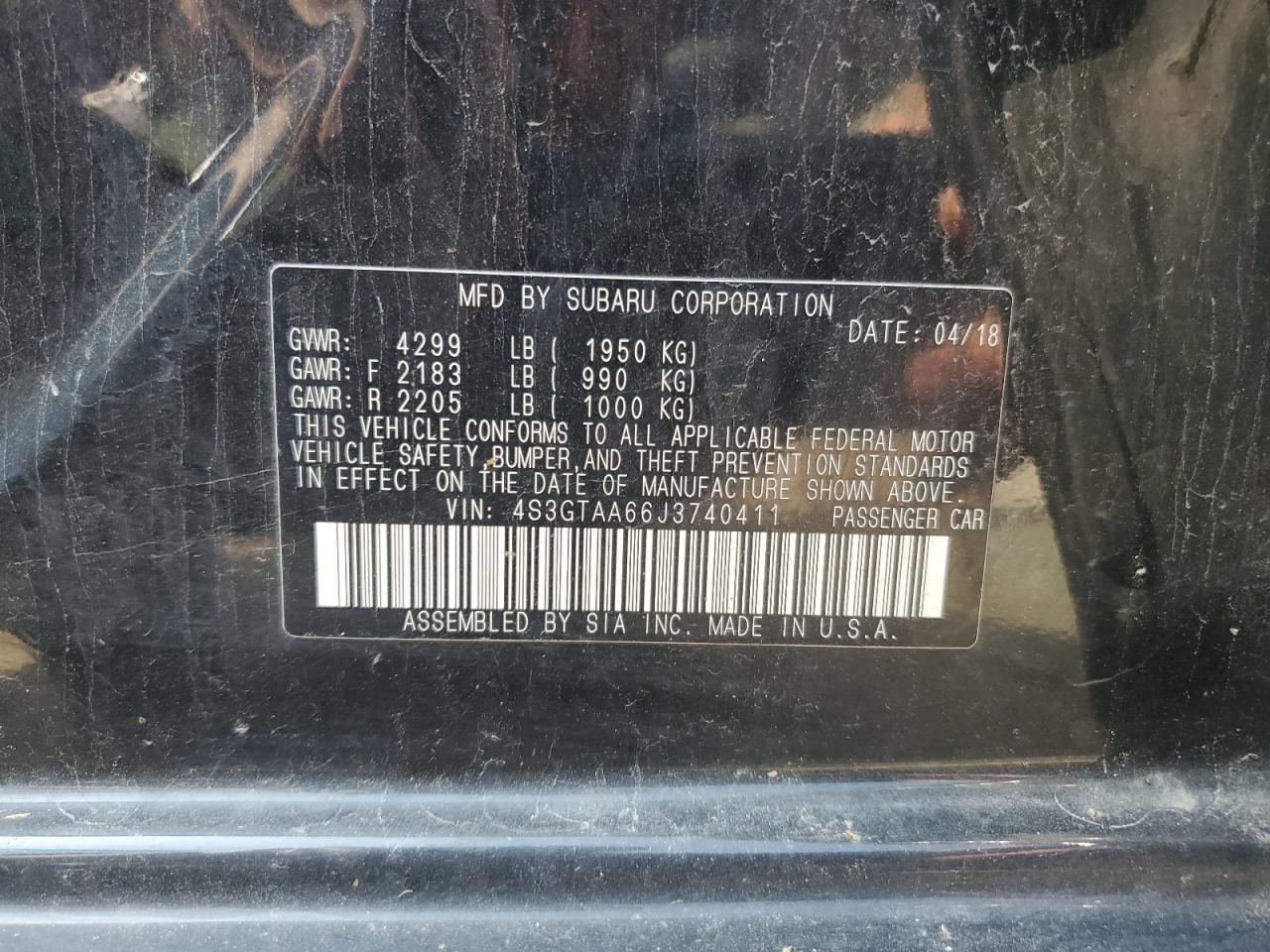 2018 Subaru Impreza VIN: 4S3GTAA66J3740411 Lot: 64974465