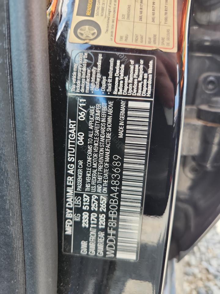 2011 Mercedes-Benz E 350 4Matic VIN: WDDHF8HB0BA483689 Lot: 63641915
