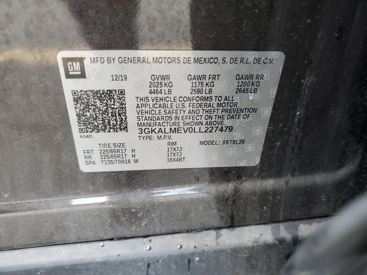 2020 GMC Terrain Sle VIN: 3GKALMEV0LL227479 Lot: 62847795