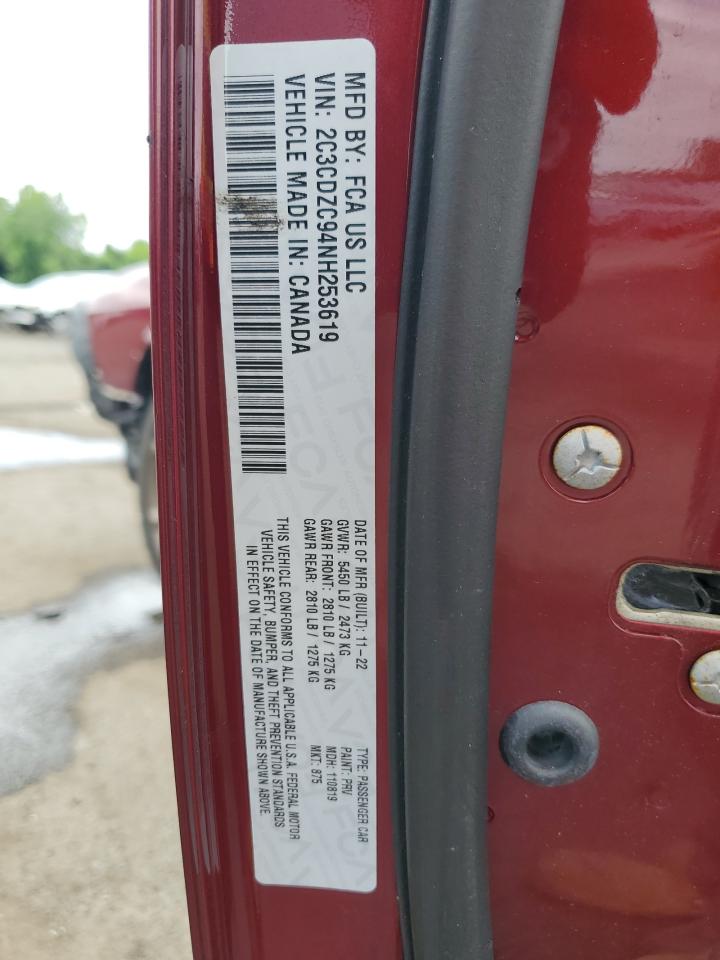 2022 Dodge Challenger Srt Hellcat VIN: 2C3CDZC94NH253619 Lot: 64638655