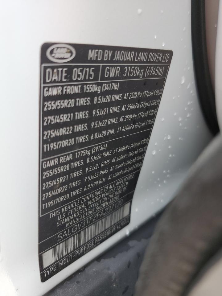 2015 Land Rover Range Rover Autobiography VIN: SALGV3TF2FA237120 Lot: 65076705