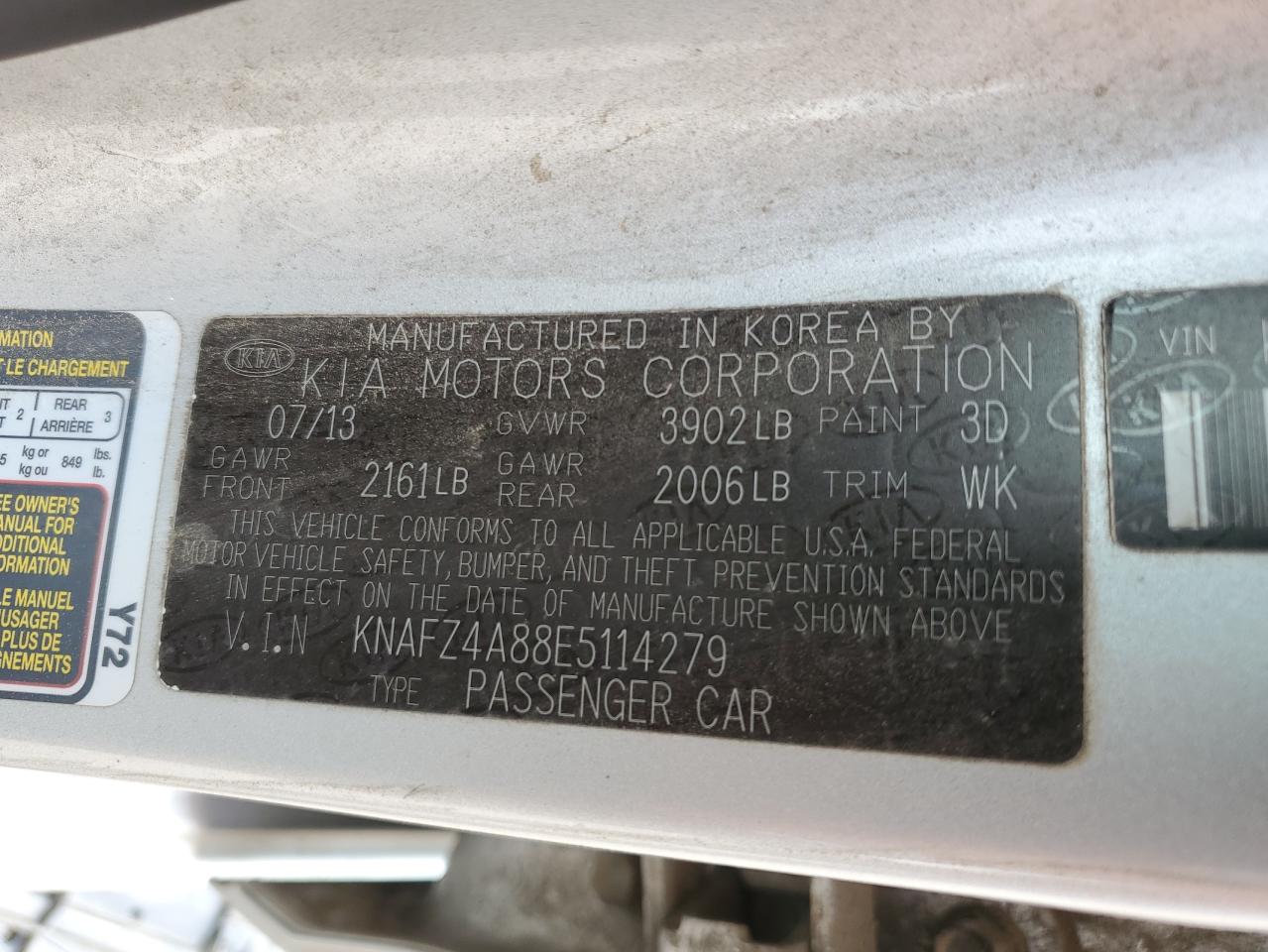 2014 Kia Forte Ex VIN: KNAFZ4A88E5114279 Lot: 65077715