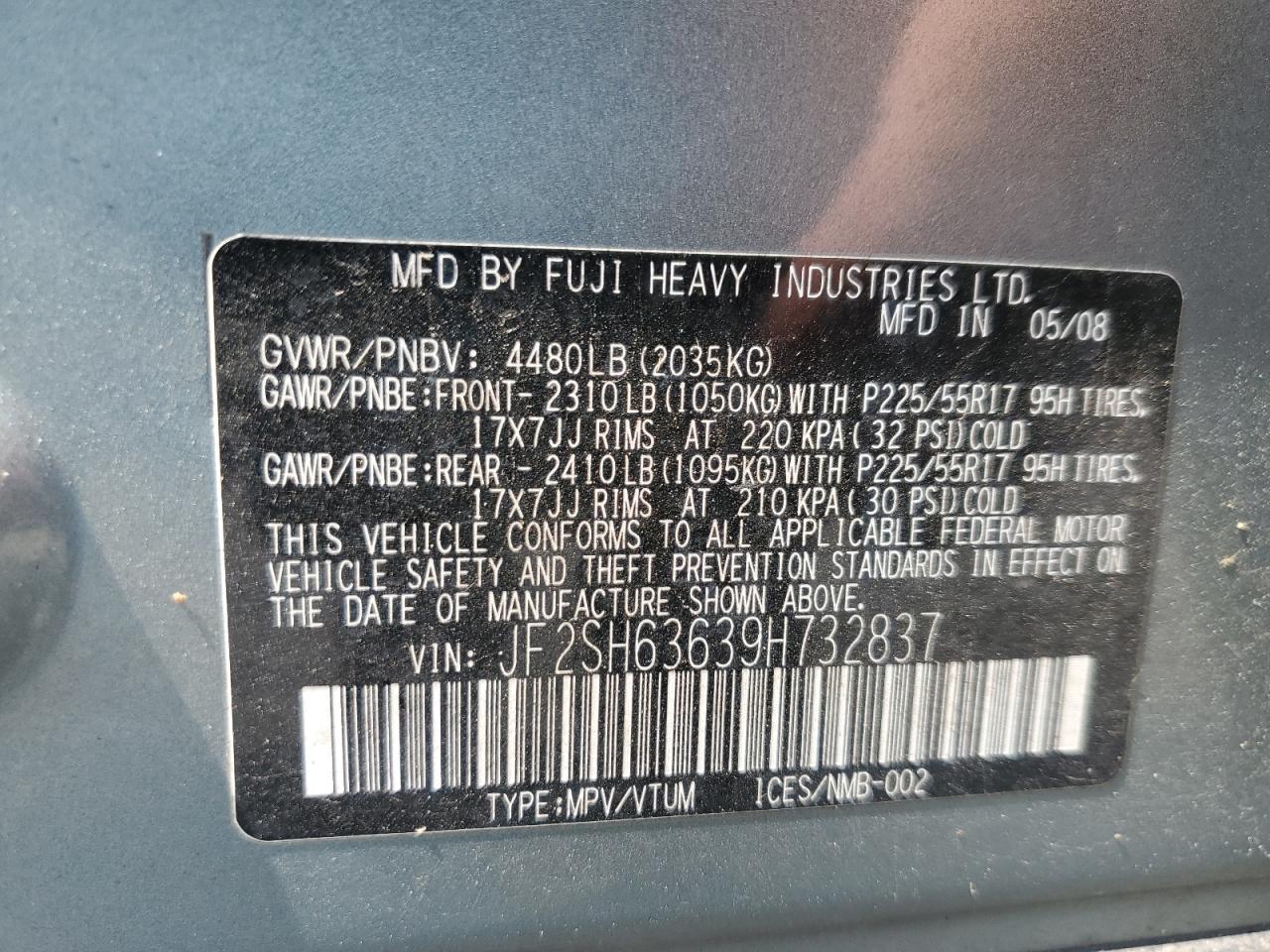 2009 Subaru Forester 2.5X Premium VIN: JF2SH63639H732837 Lot: 62958245