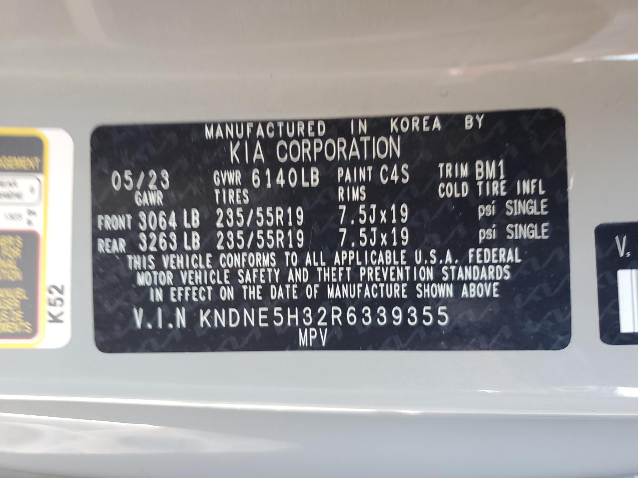 2024 Kia Carnival Sx VIN: KNDNE5H32R6339355 Lot: 63680215