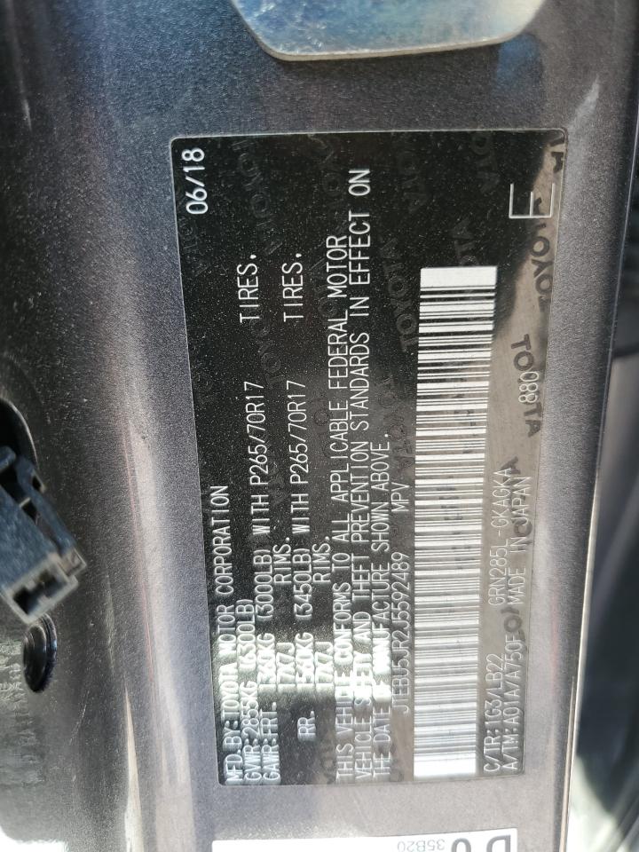 2018 Toyota 4Runner Sr5/Sr5 Premium VIN: JTEBU5JR2J5592489 Lot: 64777235