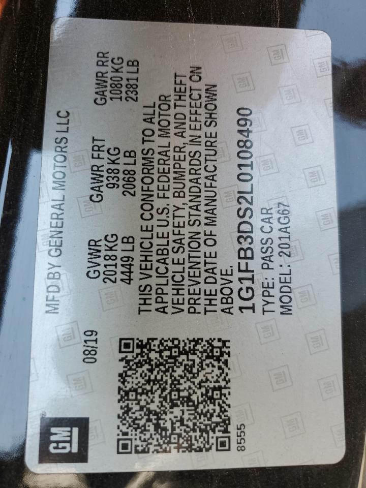 2020 Chevrolet Camaro Ls VIN: 1G1FB3DS2L0108490 Lot: 66462765