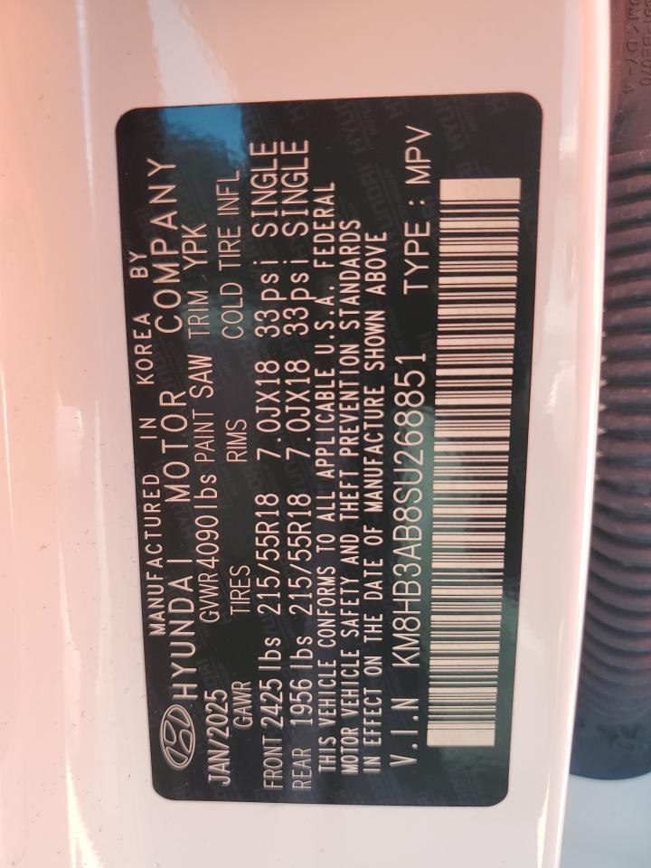2025 Hyundai Kona Sel VIN: KM8HB3AB8SU268851 Lot: 64683405