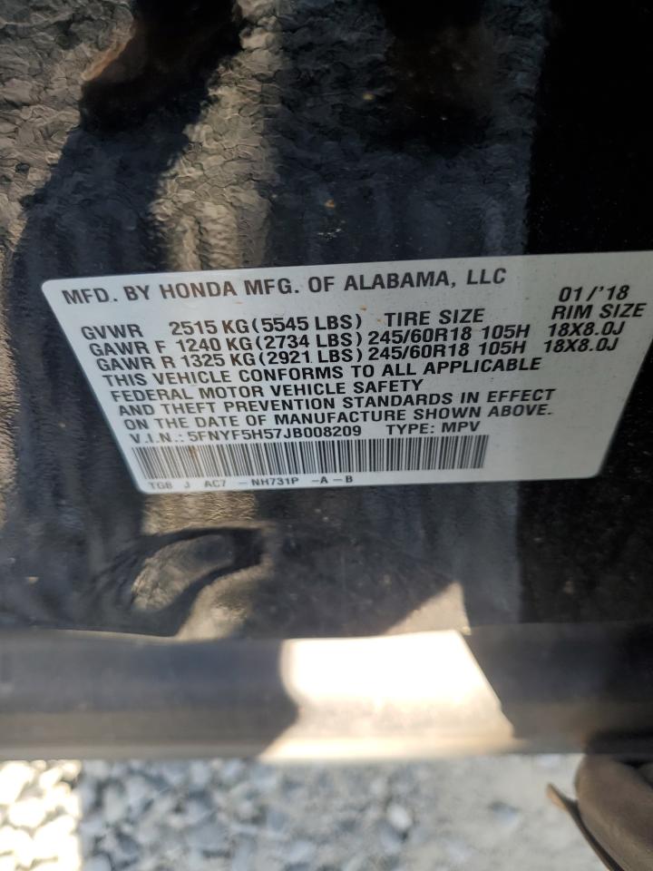 2018 Honda Pilot Exl VIN: 5FNYF5H57JB008209 Lot: 65499555