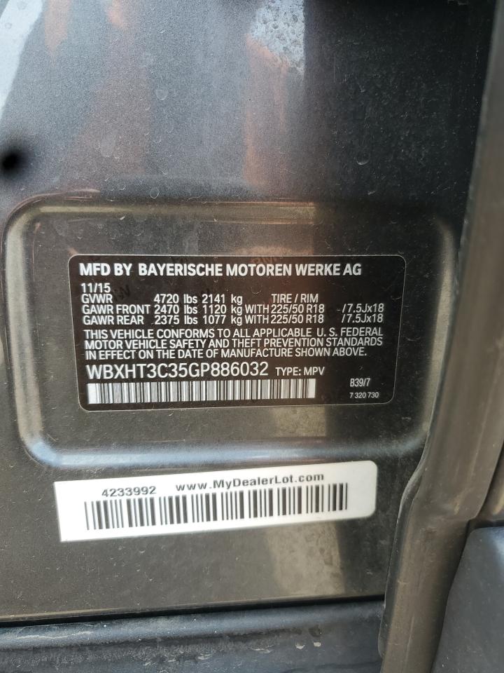 2016 BMW X1 xDrive28I VIN: WBXHT3C35GP886032 Lot: 64468795