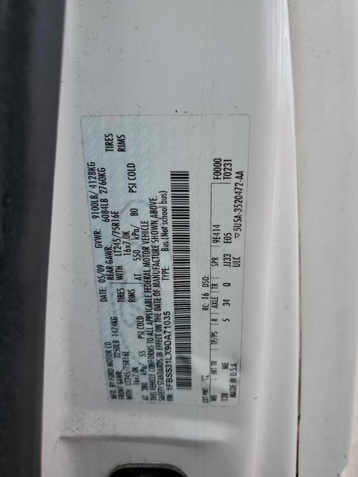 2009 Ford Econoline E350 Super Duty Wagon VIN: 1FBSS31LX9DA71035 Lot: 65399725