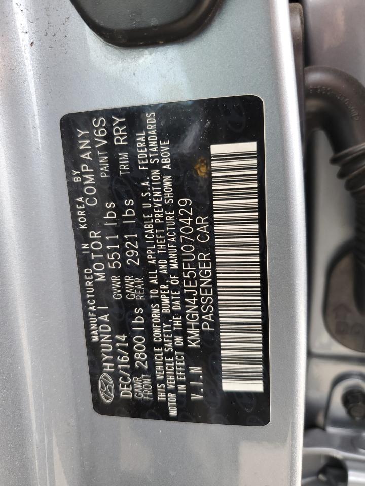 2015 Hyundai Genesis 3.8L VIN: KMHGN4JE5FU070429 Lot: 63595835