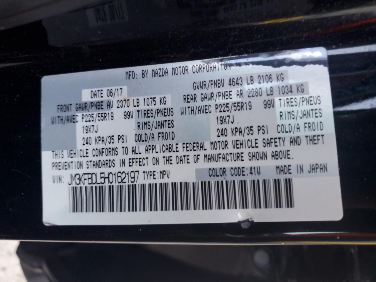 2017 Mazda Cx-5 Grand Touring VIN: JM3KFBDL5H0162197 Lot: 64375835