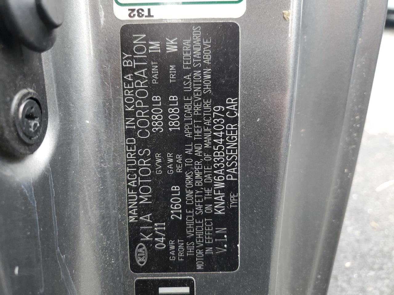 2011 Kia Forte Sx VIN: KNAFW6A33B5440379 Lot: 66638965