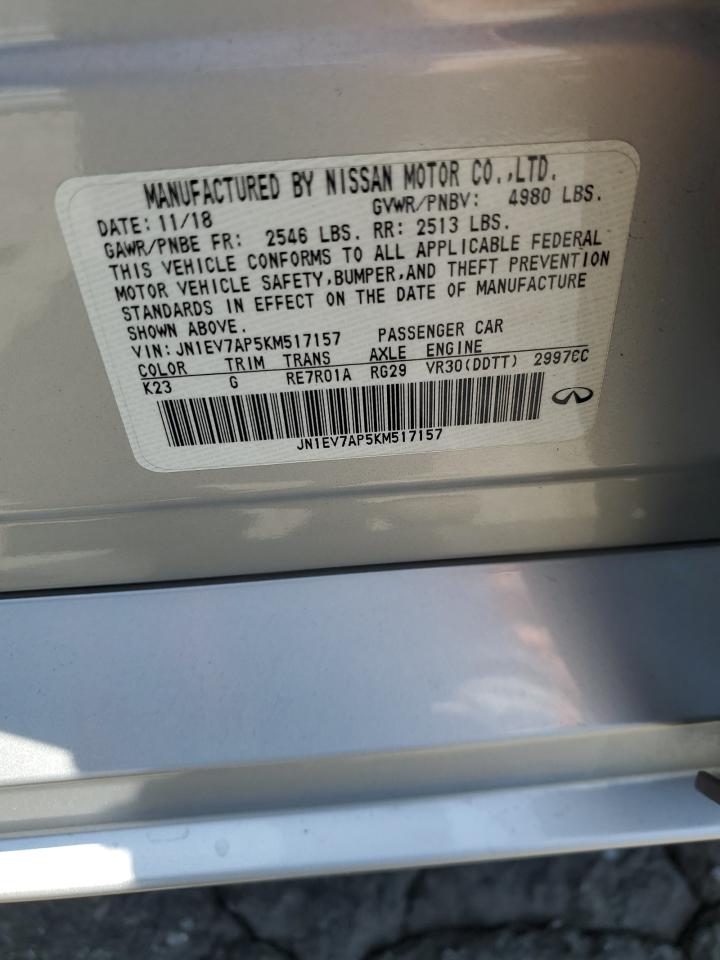 2019 Infiniti Q50 Luxe VIN: JN1EV7AP5KM517157 Lot: 63654885