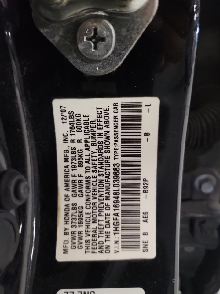 2008 Honda Civic Exl VIN: 1HGFA16948L039883 Lot: 63731635