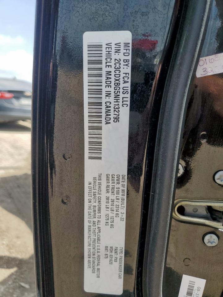 2022 Dodge Charger Sxt VIN: 2C3CDXBG5NH132795 Lot: 65179325