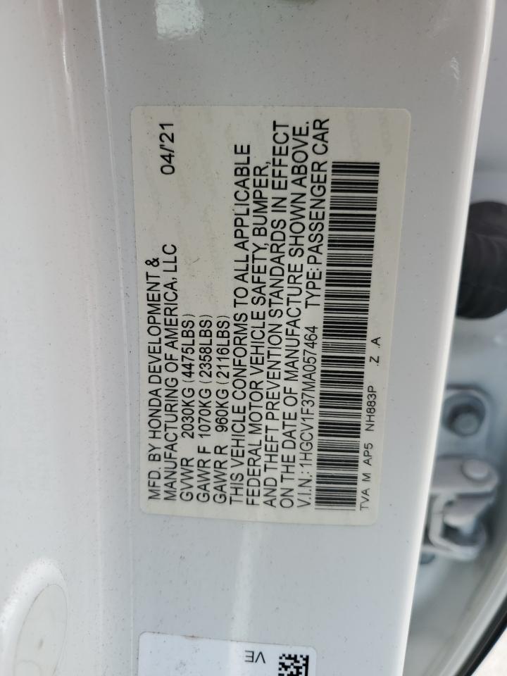 2021 Honda Accord Sport VIN: 1HGCV1F37MA057464 Lot: 65333825