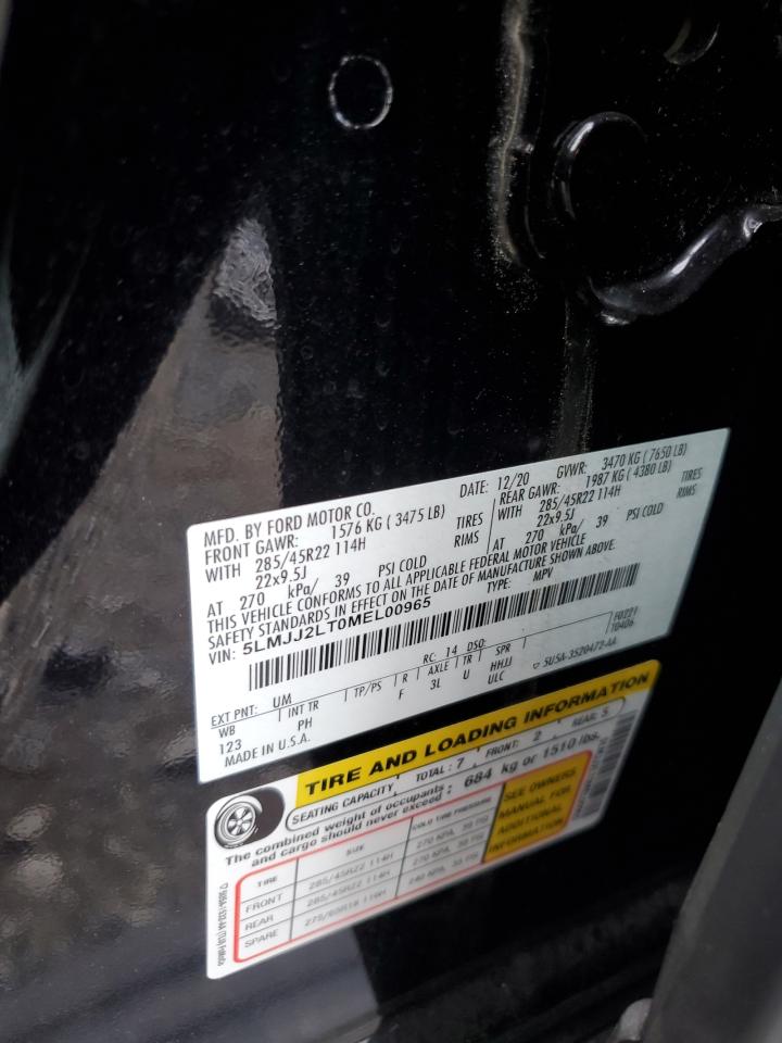 2021 Lincoln Navigator Reserve VIN: 5LMJJ2LT0MEL00965 Lot: 64056135