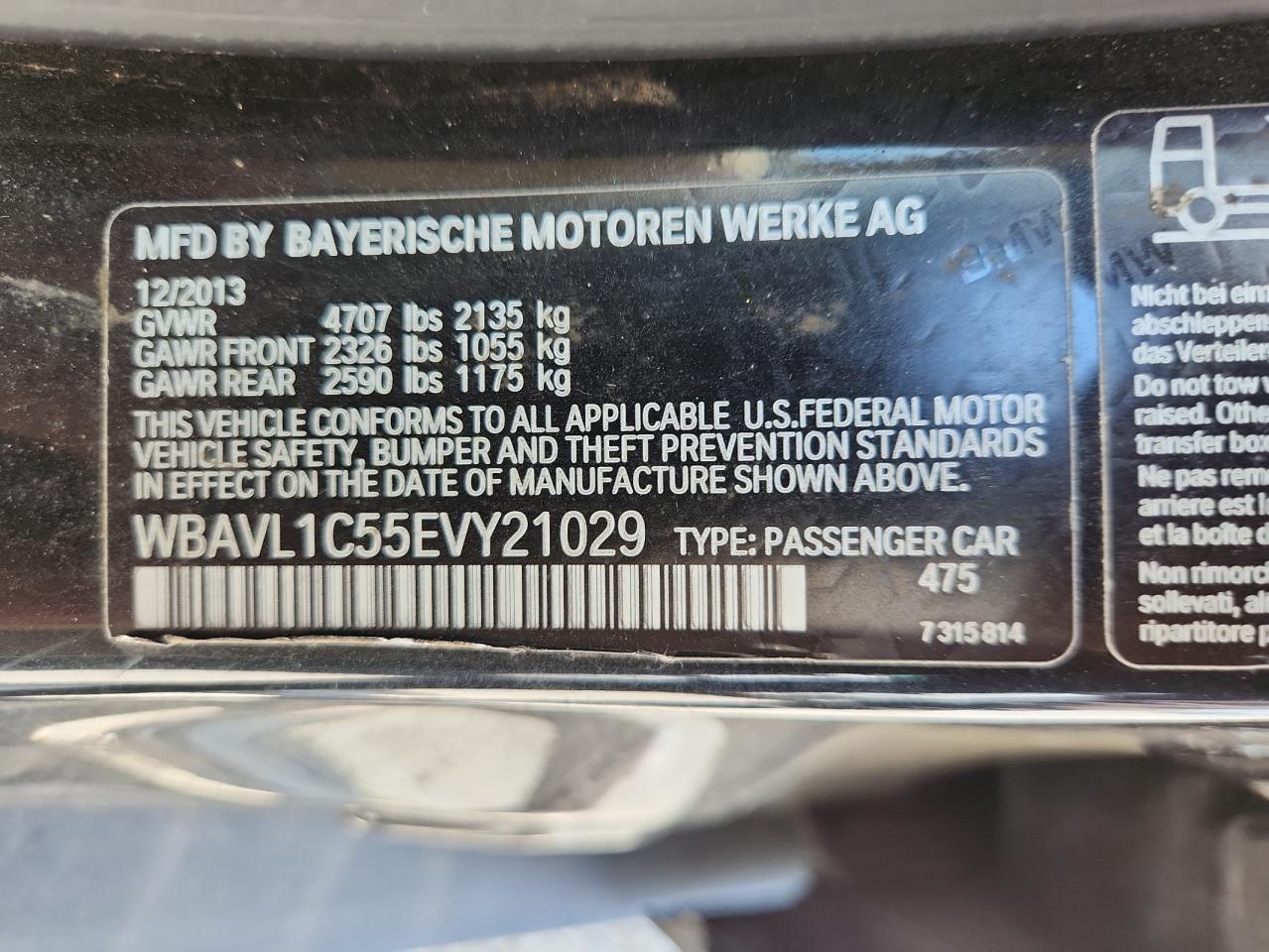 2014 BMW X1 xDrive28I VIN: WBAVL1C55EVY21029 Lot: 66185265