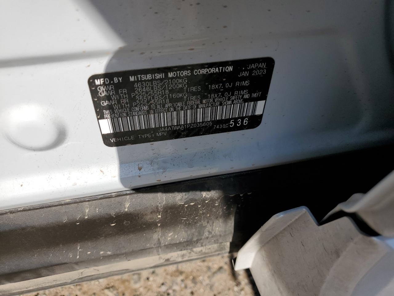 2023 Mitsubishi Eclipse Cross Se VIN: JA4ATWAA1PZ035605 Lot: 63273235