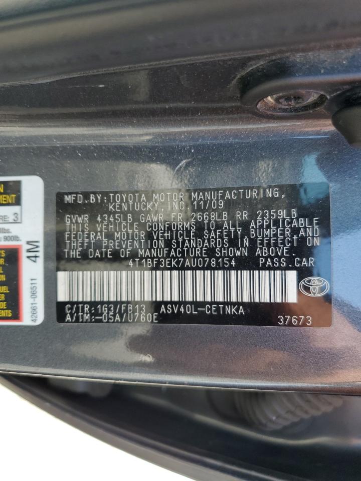 2010 Toyota Camry Base VIN: 4T1BF3EK7AU078154 Lot: 63425495