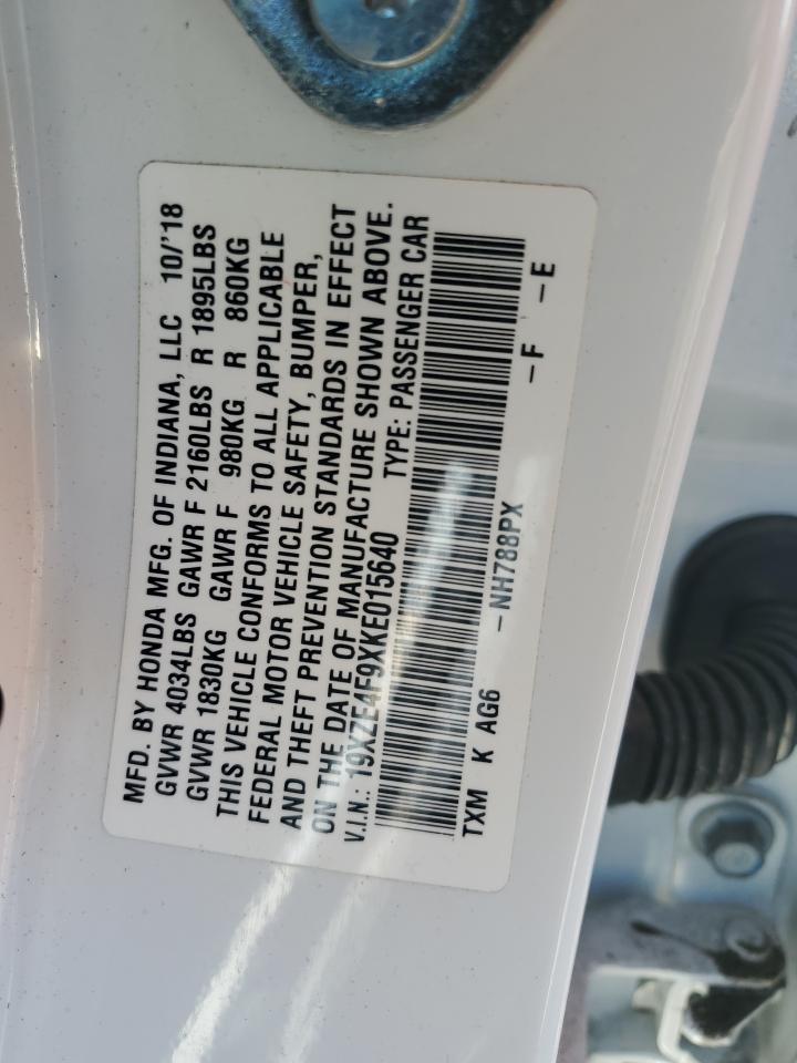2019 Honda Insight Touring VIN: 19XZE4F9XKE015640 Lot: 64859335