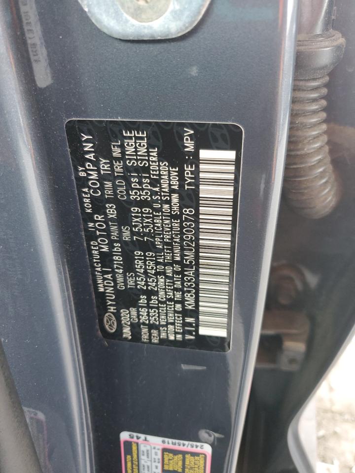 2021 Hyundai Tucson Limited VIN: KM8J33AL5MU290378 Lot: 65156005