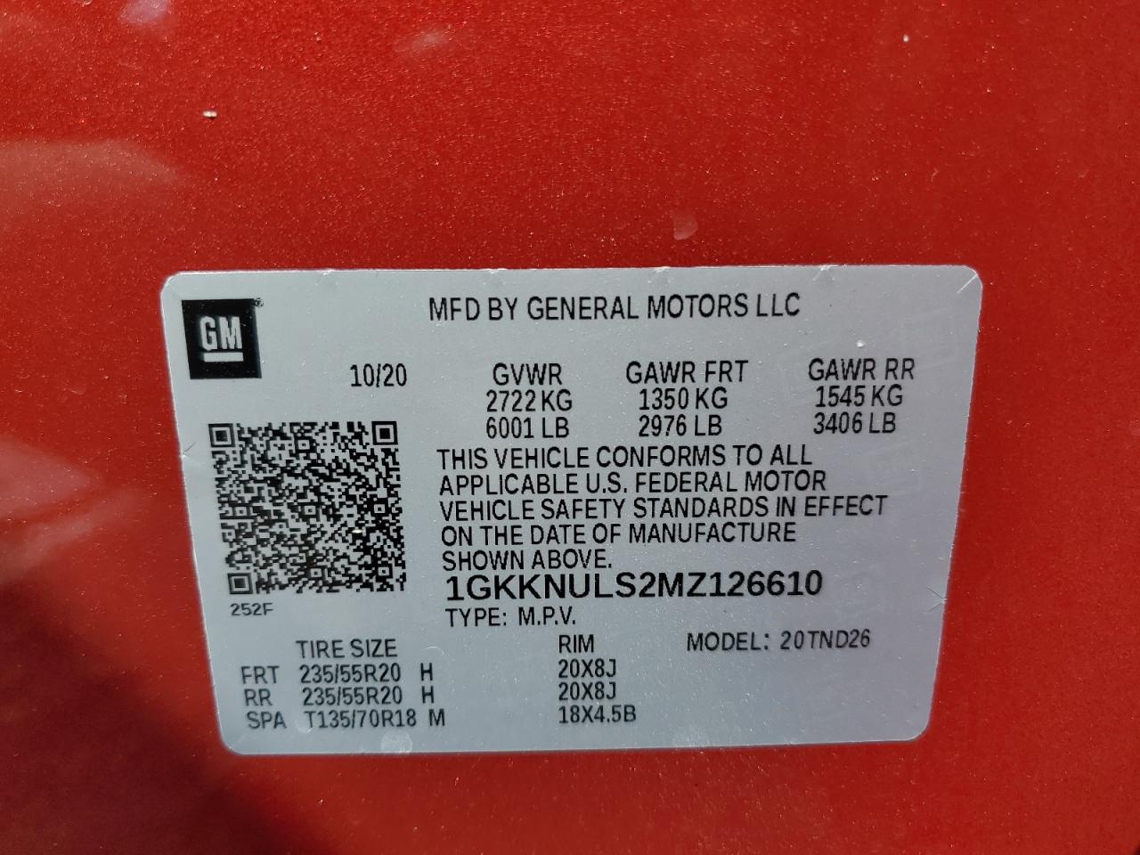 2021 GMC Acadia Slt VIN: 1GKKNULS2MZ126610 Lot: 63688345