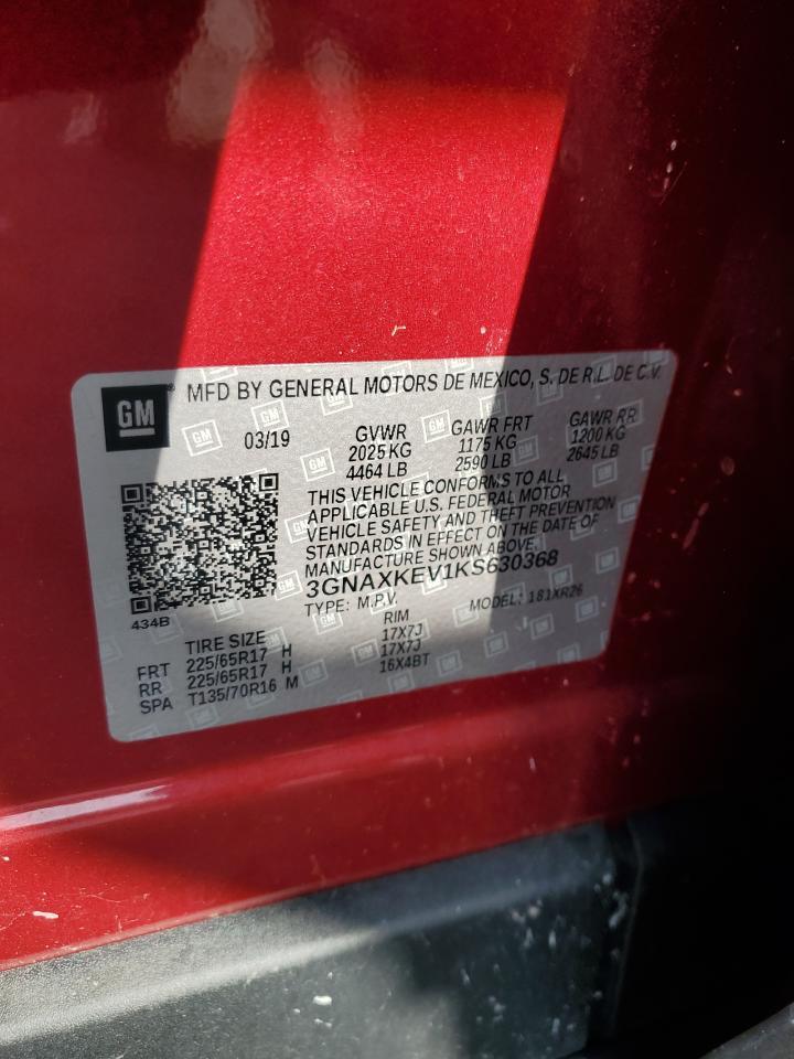 2019 Chevrolet Equinox Lt VIN: 3GNAXKEV1KS630368 Lot: 63969515
