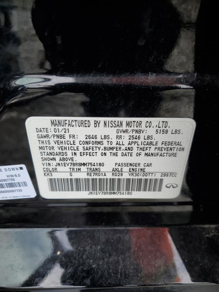 2021 Infiniti Q50 Luxe VIN: JN1EV7BR8MM754180 Lot: 64257305