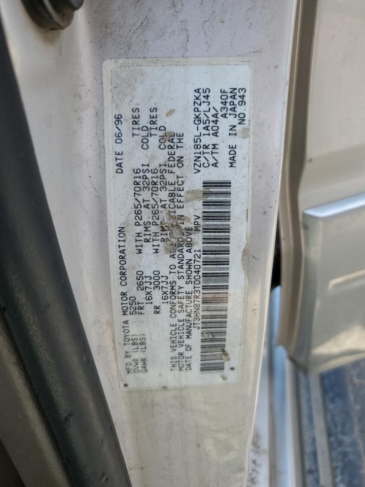 1996 Toyota 4Runner Limited VIN: JT3HN87R3T0040721 Lot: 63792155