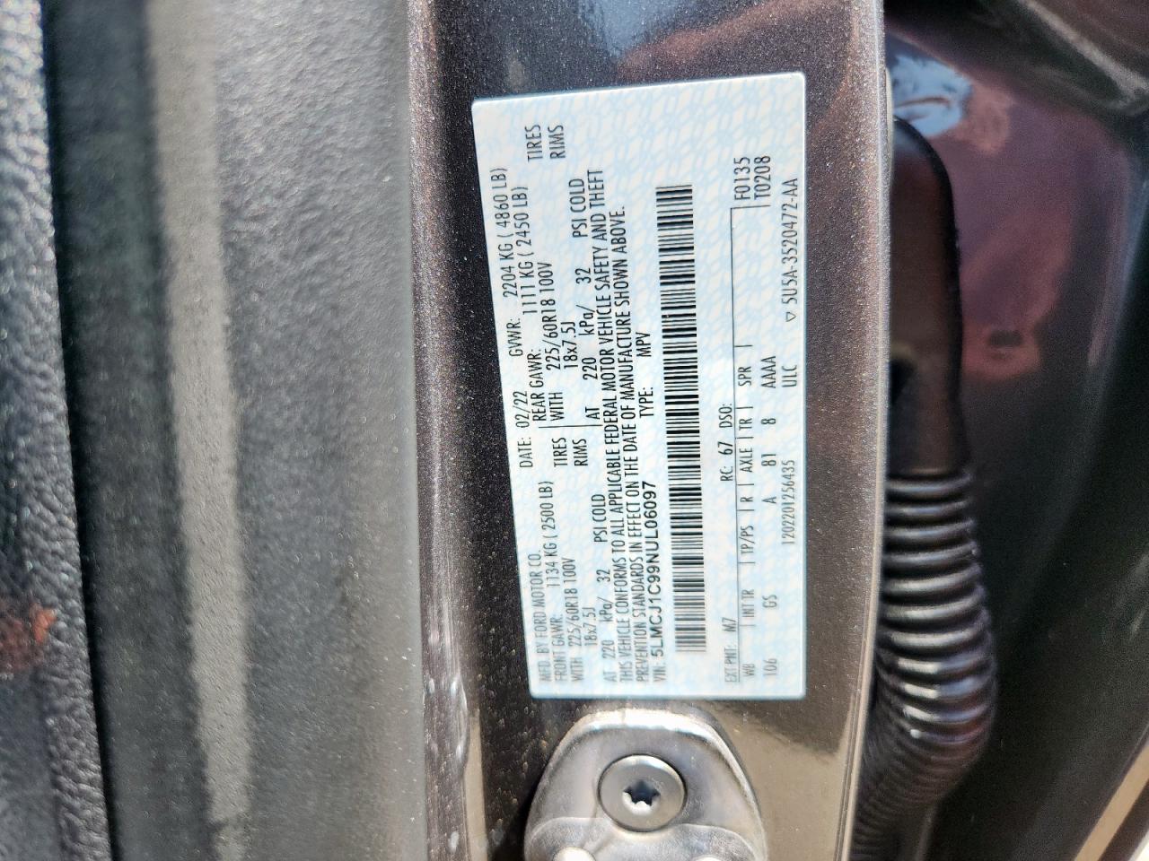 5LMCJ1C99NUL06097 2022 Lincoln Corsair