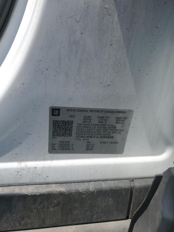 2020 Chevrolet Equinox Premier VIN: 2GNAXNEV1L6265658 Lot: 64855655