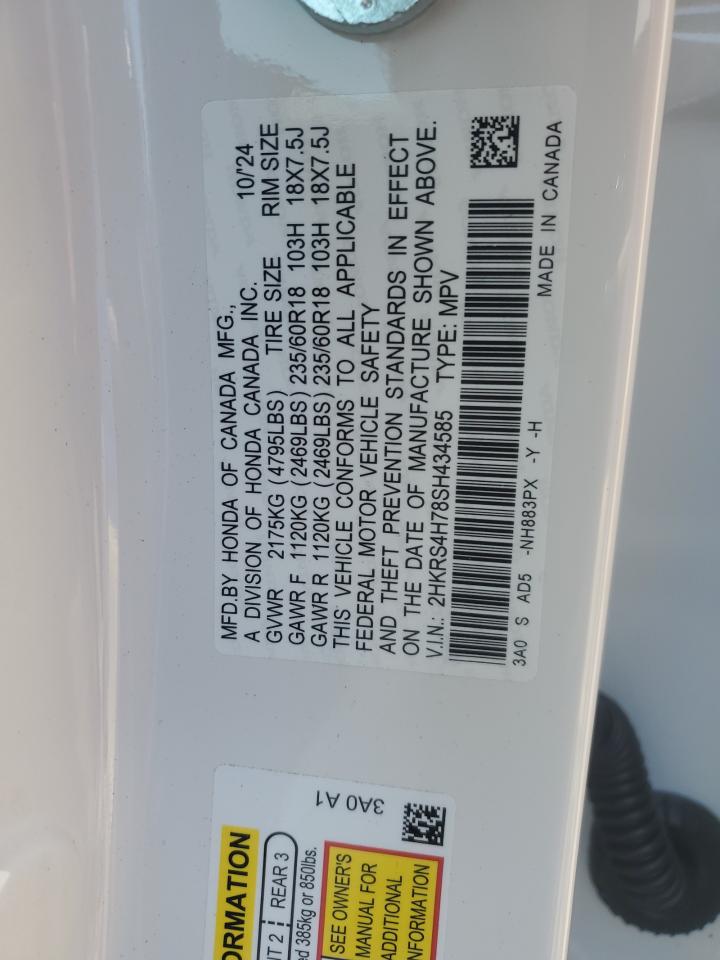 2HKRS4H78SH434585 HONDA CRV 2025
