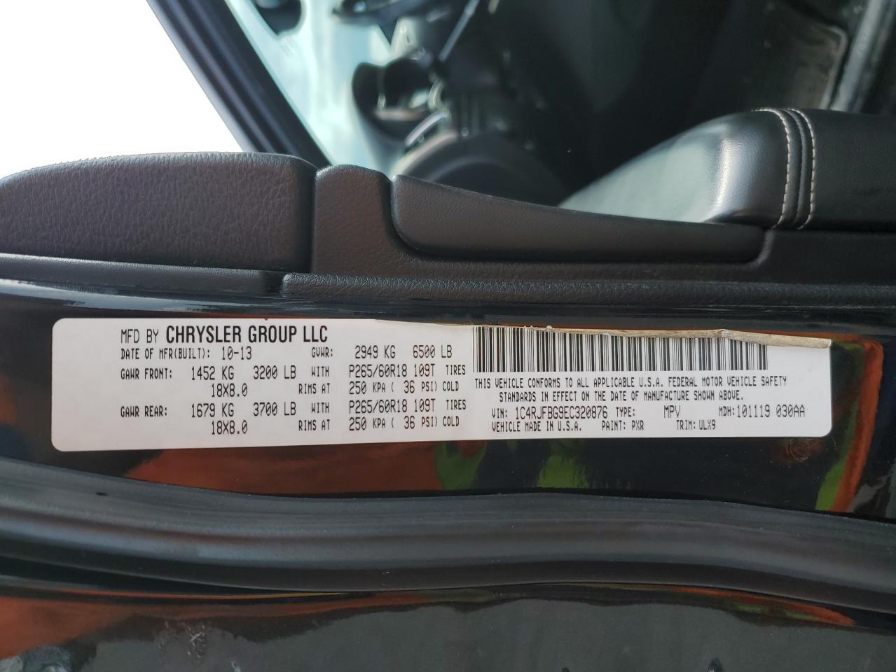 2014 Jeep Grand Cherokee Limited VIN: 1C4RJFBG9EC320876 Lot: 63863895