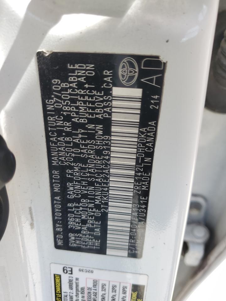2010 Toyota Corolla Matrix VIN: 2T1KU4EE2AC249139 Lot: 62065185