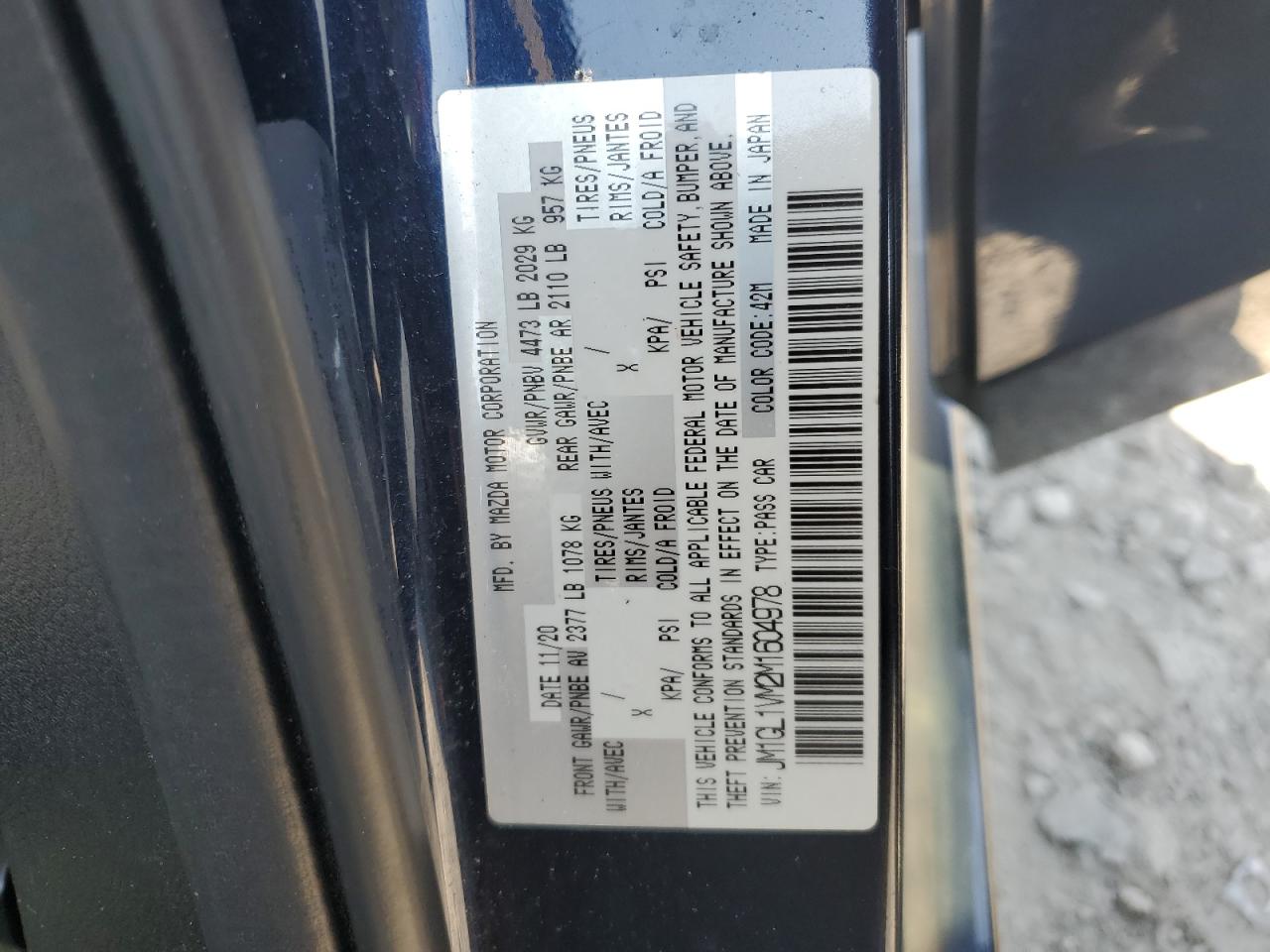 2021 Mazda 6 Touring VIN: JM1GL1VM2M1604978 Lot: 64360965