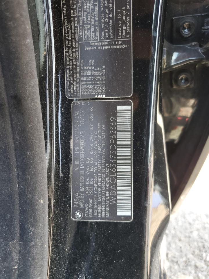 2003 BMW 745 I VIN: WBAGL63473DP62369 Lot: 62882875