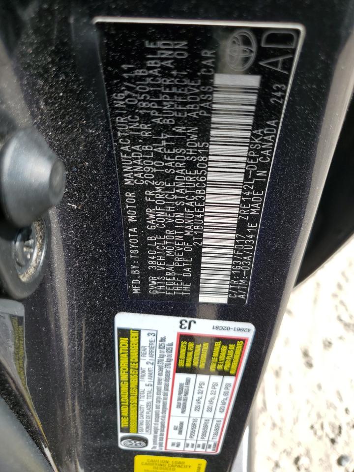 2011 Toyota Corolla Base VIN: 2T1BU4EE3BC650815 Lot: 64595445