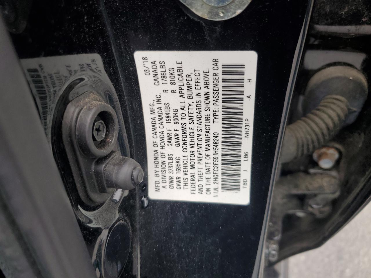 2HGFC2F59JH548240 HONDA CIVIC 2018