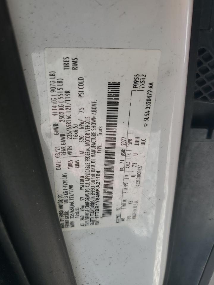 2021 Ford Transit T-250 VIN: 1FTBR1Y84MKA21104 Lot: 64399475