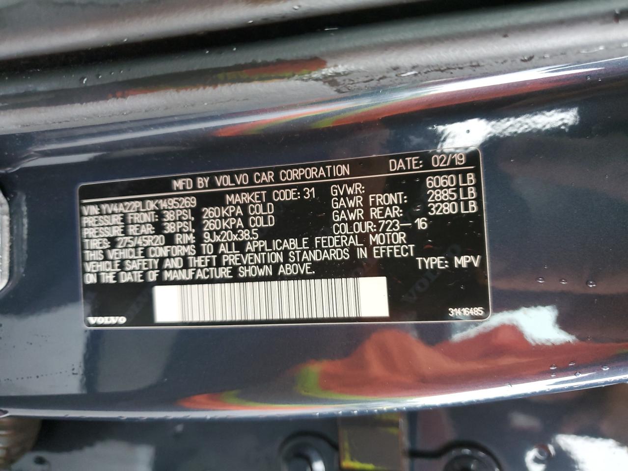 2019 Volvo Xc90 T6 Inscription VIN: YV4A22PL0K1495269 Lot: 64766005