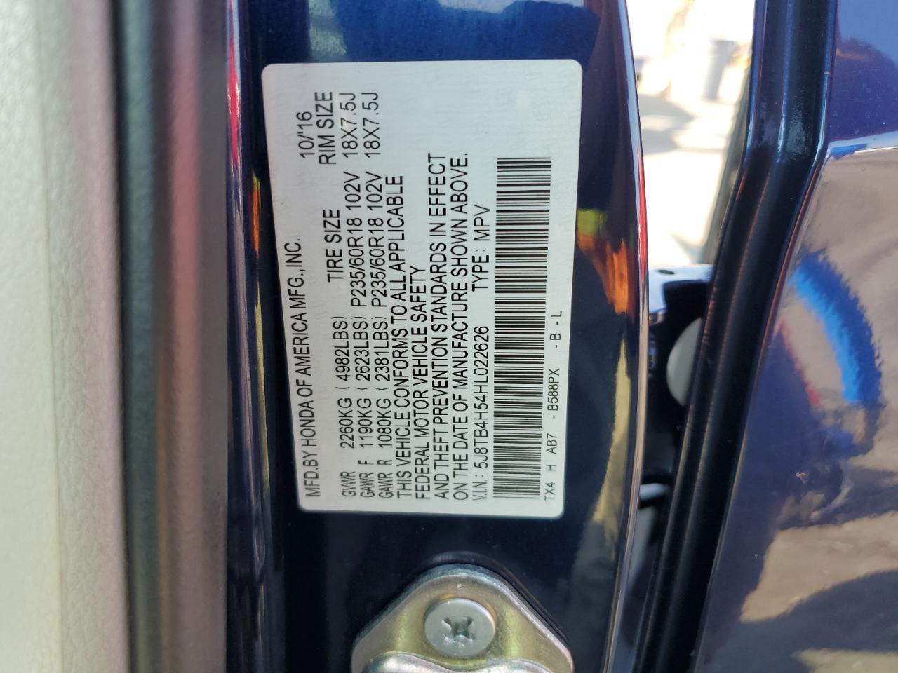 2017 Acura Rdx Technology VIN: 5J8TB4H54HL022626 Lot: 63136005