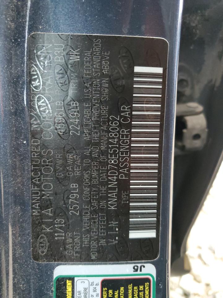 2014 Kia Cadenza Premium VIN: KNALN4D78E5148062 Lot: 63804855