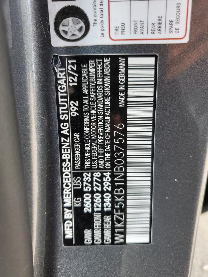 2022 Mercedes-Benz E 450 4Matic VIN: W1KZF5KB1NB037576 Lot: 64125475