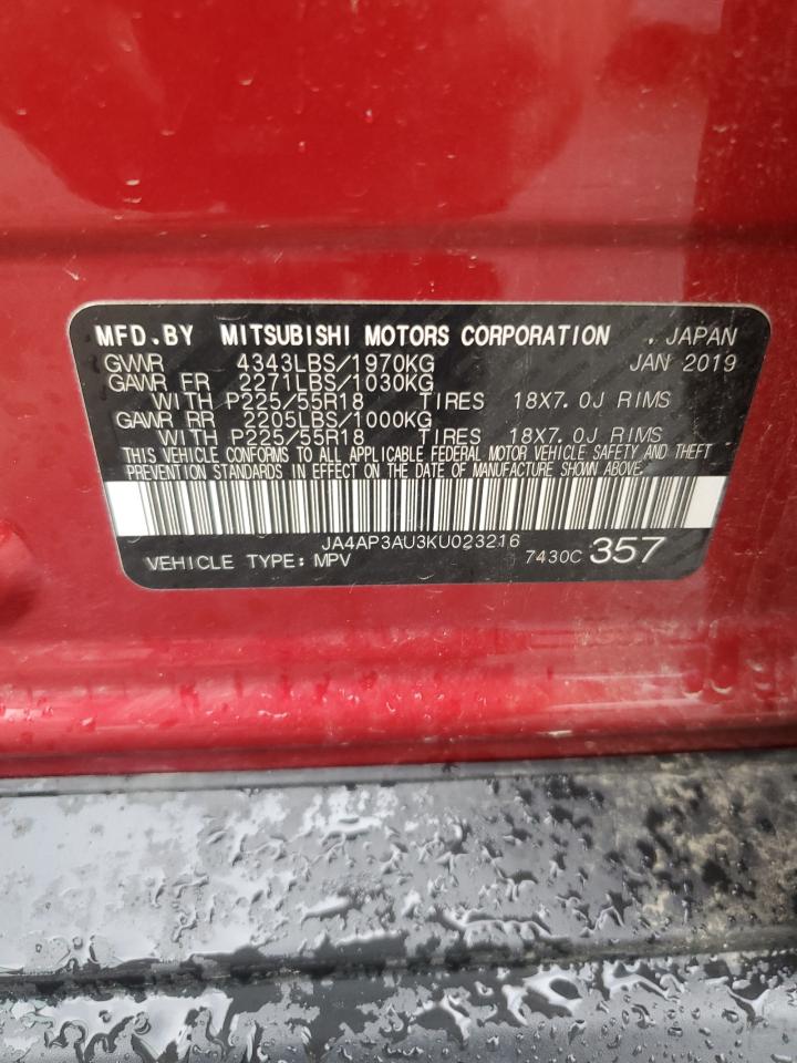 2019 Mitsubishi Outlander Sport Es VIN: JA4AP3AU3KU023216 Lot: 64548825
