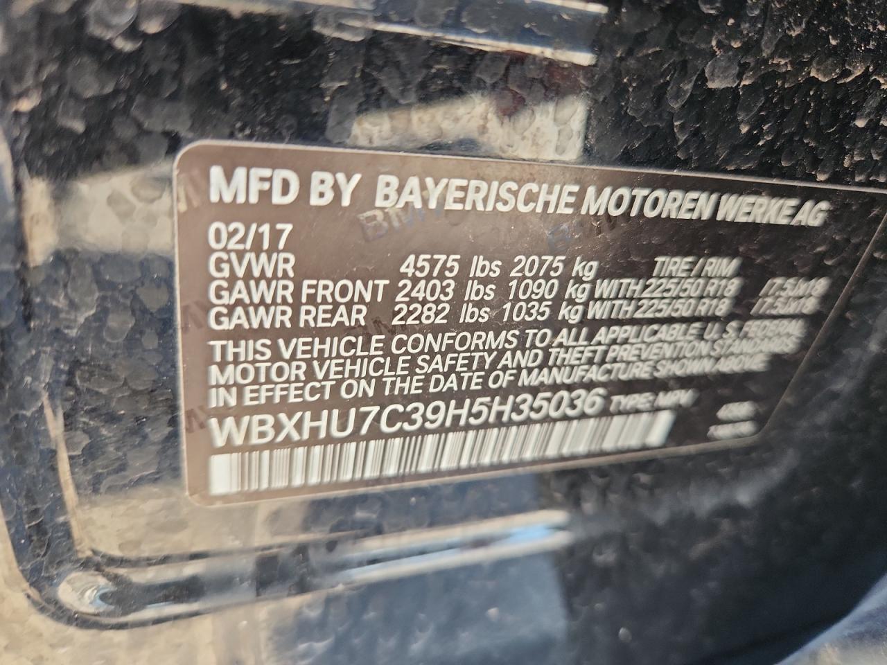 2017 BMW X1 Sdrive28I VIN: WBXHU7C39H5H35036 Lot: 64381045