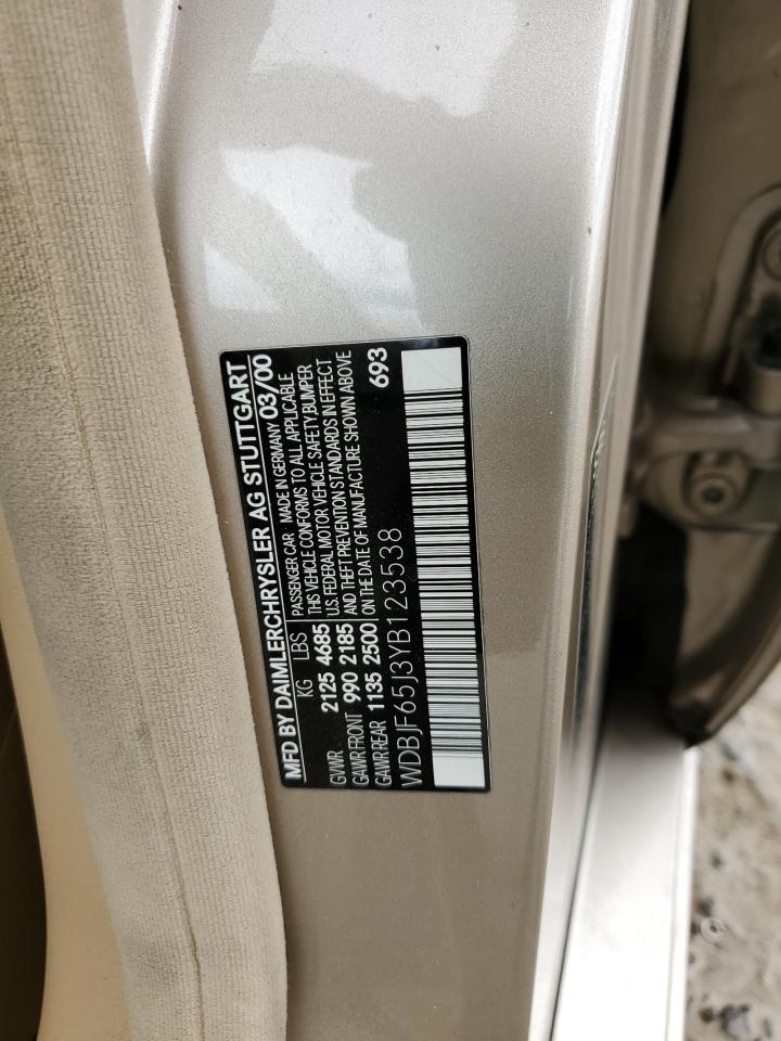 2000 Mercedes-Benz E 320 VIN: WDBJF65J3YB123538 Lot: 63645385